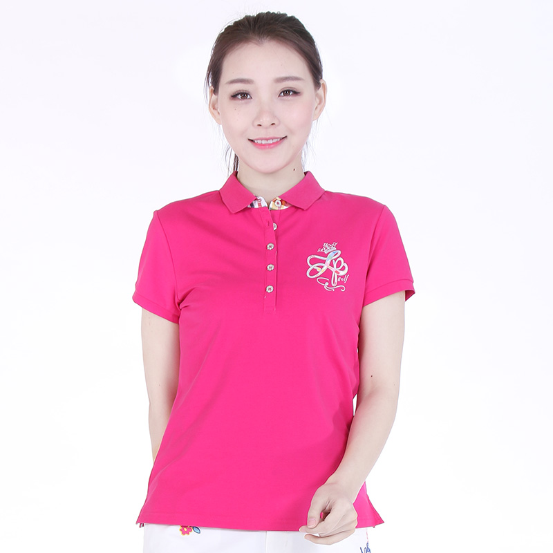 Purple RoseLa Pagayo summer Women's wear Polo collar leisure time Big size elastic force Short sleeve T-shirt Self cultivation Sweatshirt A6T1201A