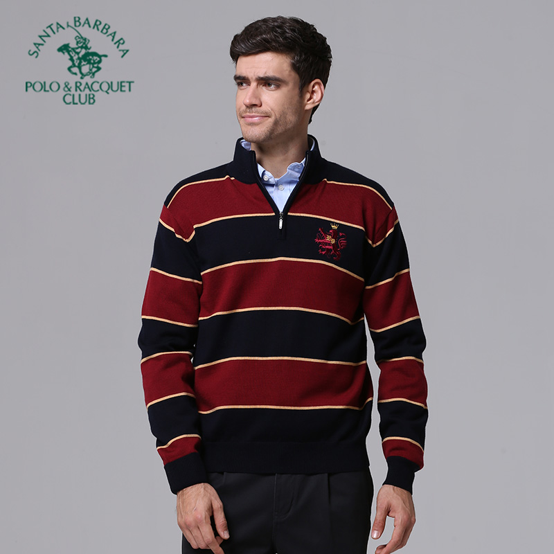 Red F6 Pure WoolPOLO St. Paul men's wear zipper Half high collar knitting sweater cardigan PW11KS217 Autumn and winter