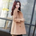 Tủ quần áo ma thuật châu Âu 2020 mùa đông mới của phụ nữ áo len phù hợp với cổ áo áo khoác giữa chiều dài phong cách Hàn Quốc mỏng - Áo khoác dài Áo khoác dài