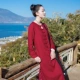 Bạn Yi phong cách quốc gia phụ nữ mùa xuân lanh lanh Trung Quốc áo dài váy áo mùa thu và mùa đông retro váy sườn xám - Váy dài