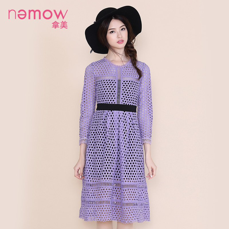 LavenderNemow / Nami Nanmeng   2017 spring clothes special counter new pattern Hollow out Lace have more cash than can be accounted for Dress A6K023