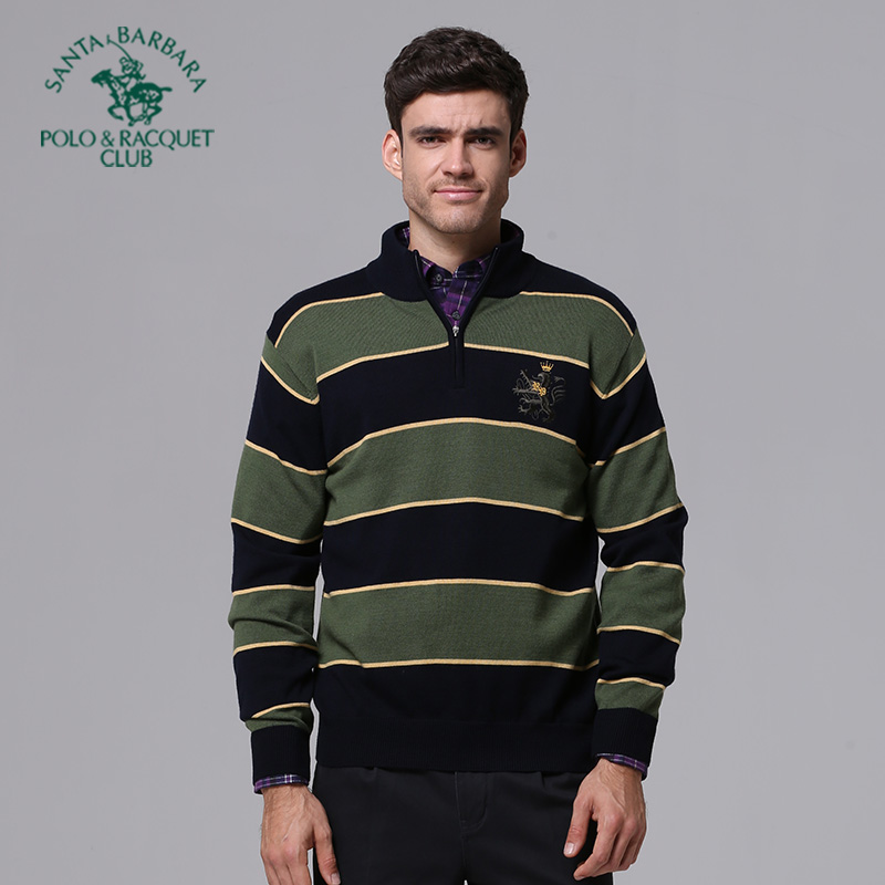 Green P7 Pure WoolPOLO St. Paul men's wear zipper Half high collar knitting sweater cardigan PW11KS217 Autumn and winter