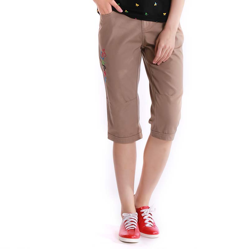 Deep KhakiLa   Pagayo Labegaya Summer style Women's wear leisure time Embroidery easy ma'am Cropped Trousers A5P8706B
