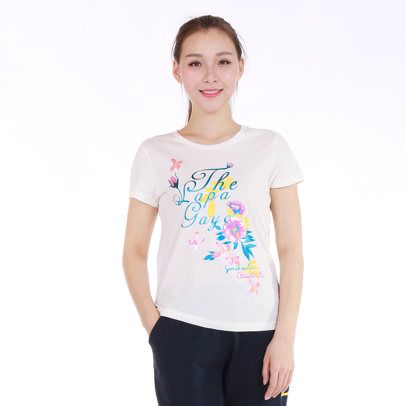 Rice WhiteBig size Women's wear Spring and summer printing Crew neck Short sleeve ma'am T-shirt   Self cultivation Show thin leisure time jacket A6T0126A
