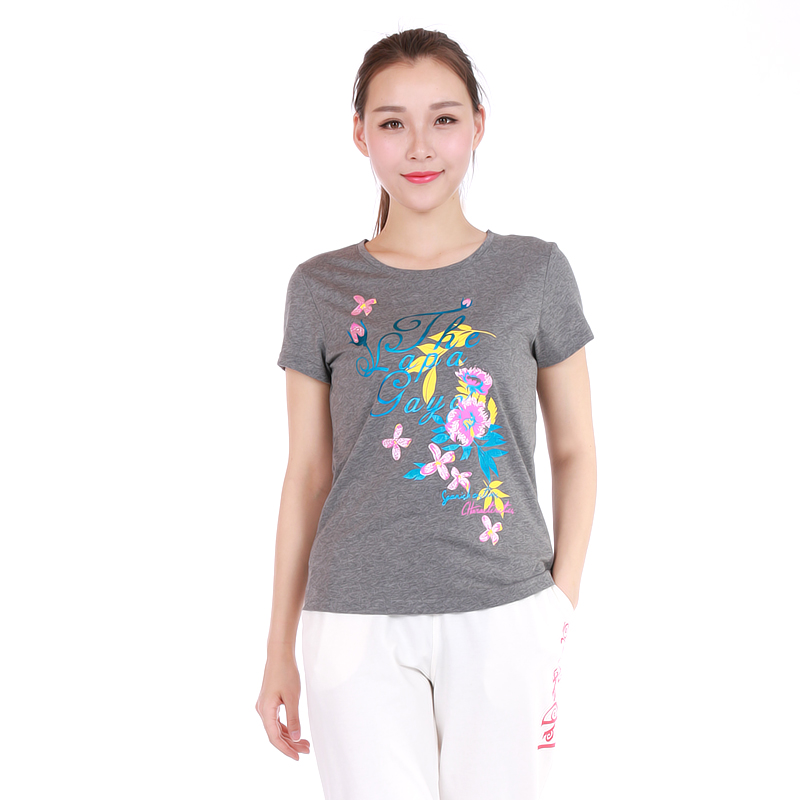 Deep Flower AshBig size Women's wear Spring and summer printing Crew neck Short sleeve ma'am T-shirt   Self cultivation Show thin leisure time jacket A6T0126A