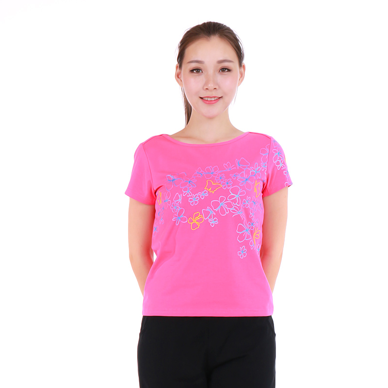 Rose RedLa Pagayo Labegaya Big size Women's wear Spring and summer Short sleeve T-shirt printing Crew neck T-shirt DST6003A