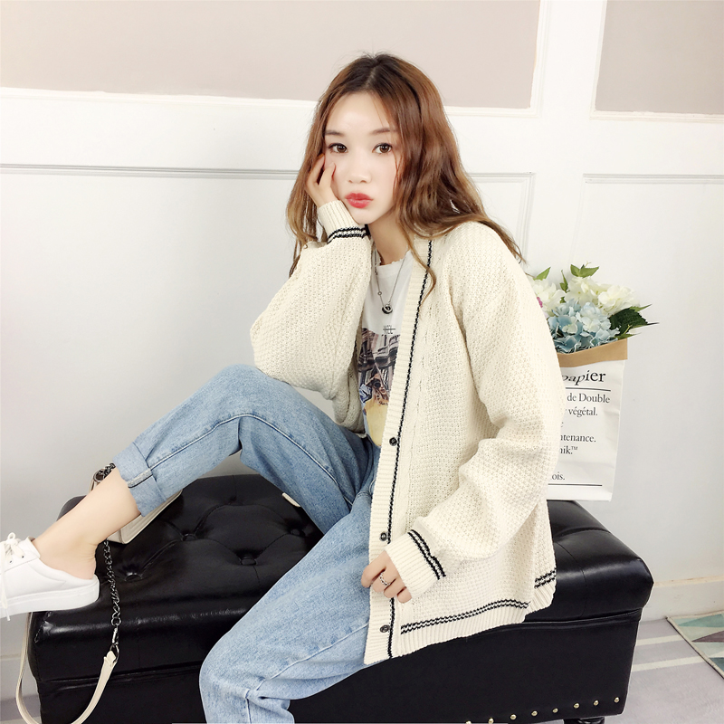 Cardigan sweater women chic Lazy wind 2018 Autumn and winter new pattern Retro Easy student Thick lines Sweater Short coatin the Women's clothing/Boutique , Sweaters category - from Buy2taobao.com to provide professional Taobao agent buy service