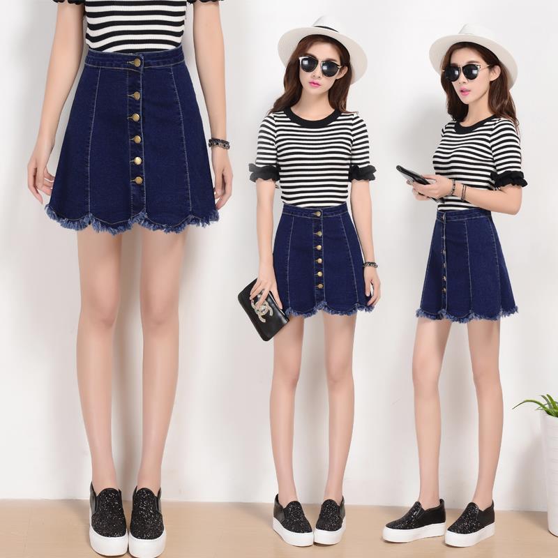 new pattern 2019 summer Women's wear Paige Korean Edition College wind Flash cowboy Short skirt skirt 2003in the Women's clothing/Boutique , Skirts category - from Buy2taobao.com to provide professional Taobao agent buy service