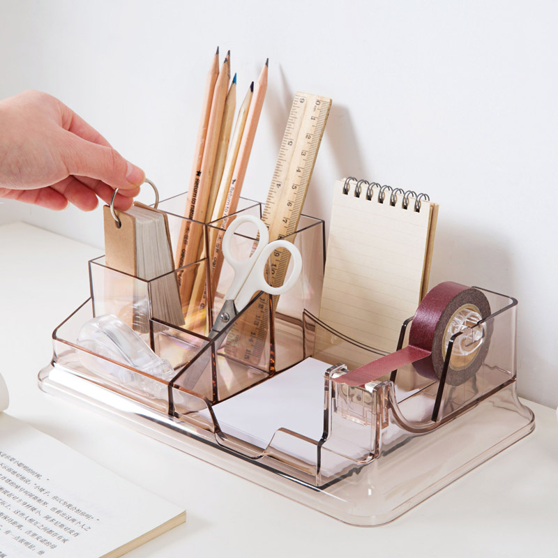 居家家桌面透明文具盒学生文具收纳盒多功能办公室用品笔筒置物架|ruв категории получать отделка, семьи, хранения приборов, ящик, канцелярские принадлежности в коробку - от Buy2taobao.com для оказания профессиональной услуги покупки агента Taobao