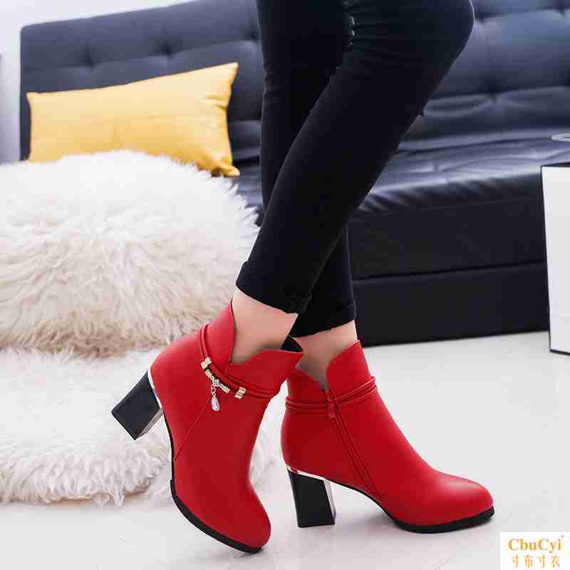 2017 Autumn and winter Europe and America lady With crude Latest fashion High-heeled Bootie Side zipper Single shoes Round Women's Bootsin the Computer Hardware/Monitor/Computer Peripherals , Keyboard category - from Buy2taobao.com to provide professional Taobao agent buy service