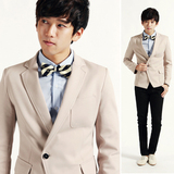 2011秋冬新款纯色深灰男士修身棉质西服男士潮流小西装韩版西服