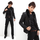 2011秋冬热卖款小西服男韩式修身男士西装外套男大毛领(可卸)