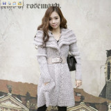 【324.00元】Purplelove正品aKZ2330兔毛领毛线大衣  MK出品