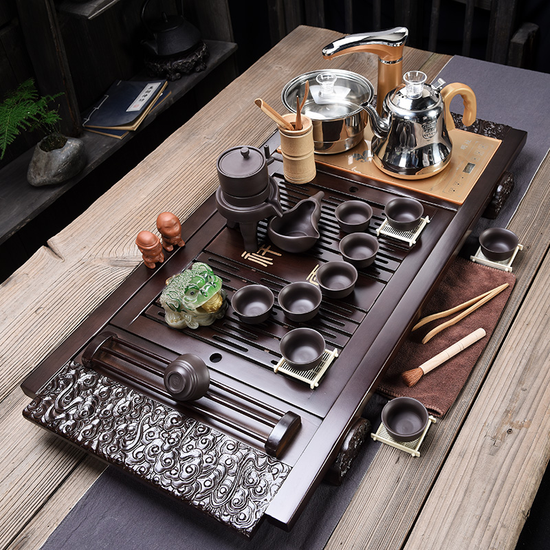 fully automatic Cinnabar Kungfu Online tea set suit household Lazy man Make tea Ceramic cup Electromagnetic furnace Solid wood tea trayin the Tableware , Tea set , Tea package category - from Buy2taobao.com to provide professional Taobao agent buy service
