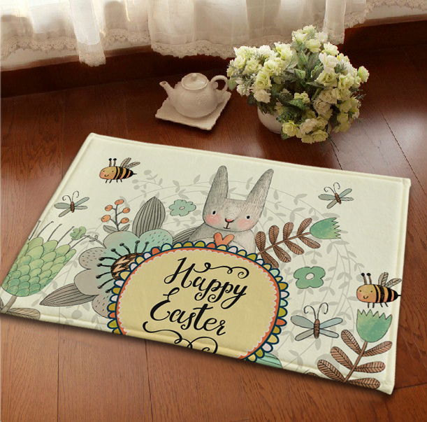 Meng Meng Cute Rabbit Cute cartoon Mat Illustration rabbit Suede carpet Foyer The mat Bathroom rugsin the Home Fabric , Carpet category - from Buy2taobao.com to provide professional Taobao agent buy service