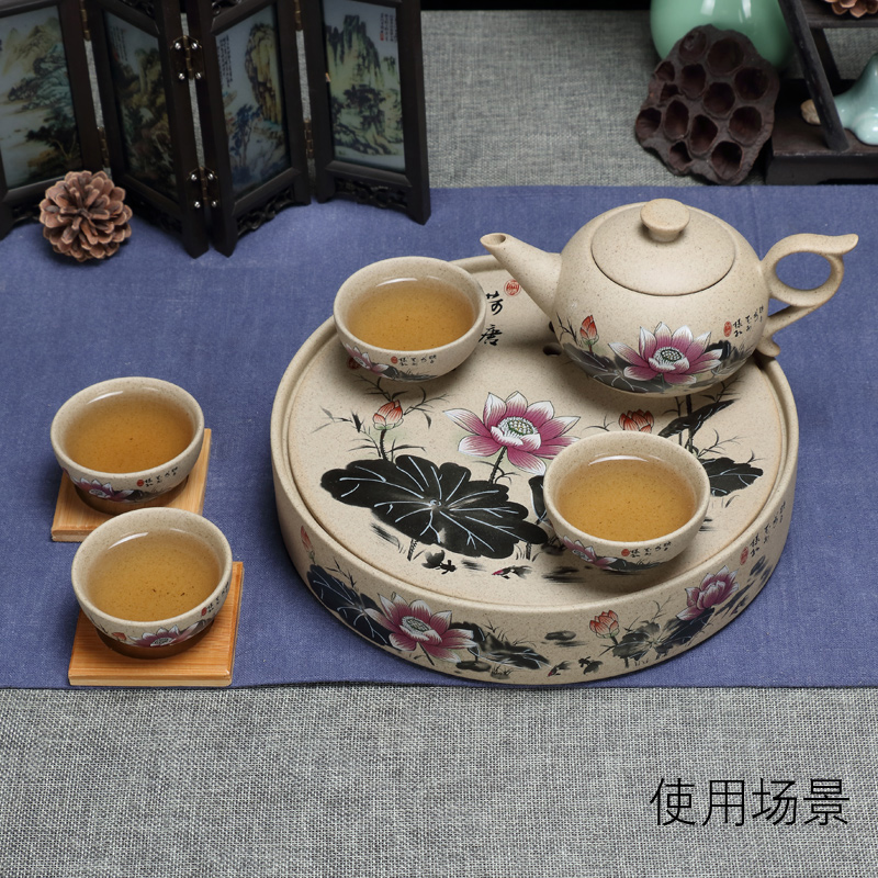 Retro circular tea tray Storage Dry bulb Taiwan household Japanese Mini trumpet Tea boat ceramics Kungfu Online tea set Trayin the Tableware , Tea set , Tea tray category - from Buy2taobao.com to provide professional Taobao agent buy service