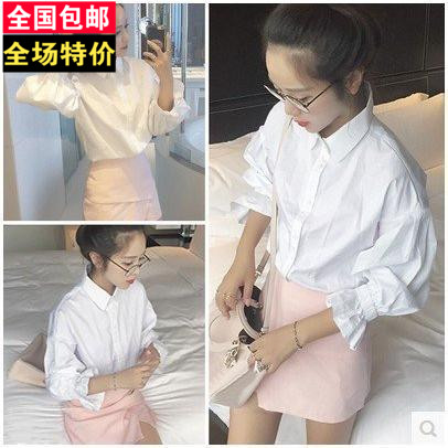 秋新品韩版宽松泡泡灯笼袖白色衬衫时尚气质大码长袖衬衣上衣女生|ruв категории Женская одежда, рубашка - от Buy2taobao.com для оказания профессиональной услуги покупки агента Taobao