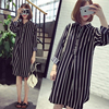 XL Women 2017 Hitz fat mm Vertical stripe Chiffon shirt Dress Fat sister Base coat XL Women 2017 Hitz fat mm Vertical stripe Chiffon shirt Dress Fat sister Base coat