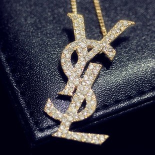 尚品韩国 饰品 韩版复古 大牌 YSL 带钻字母中