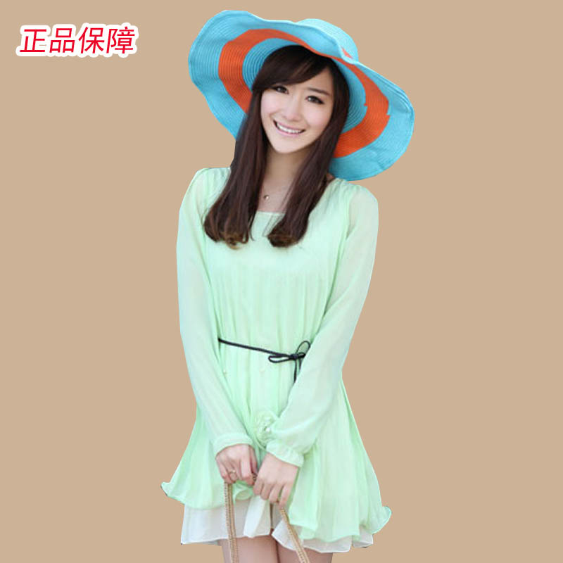 韩版长袖甜美雪纺连...