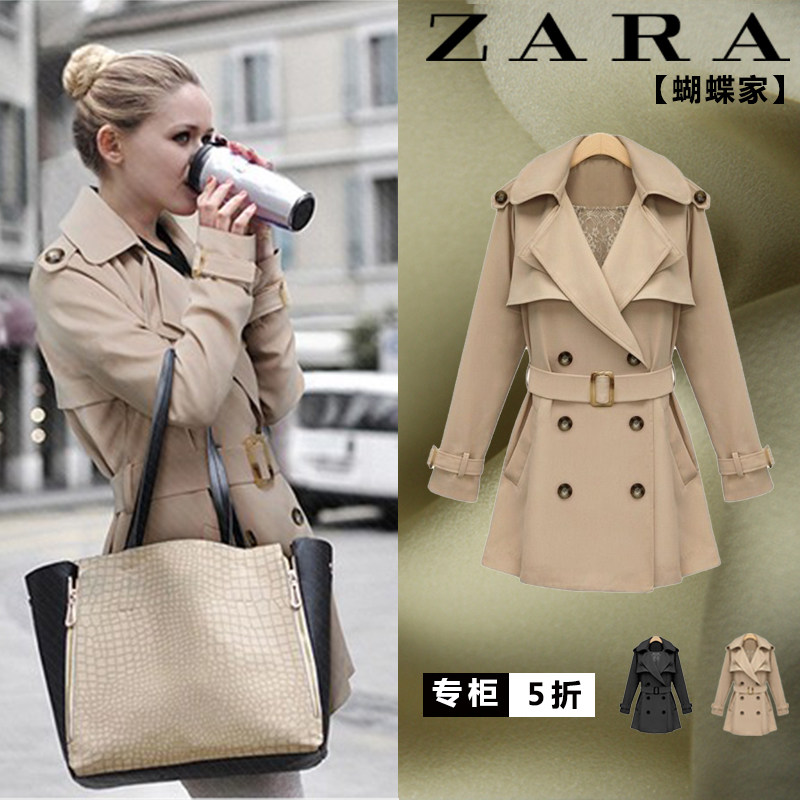 женский плащ zara z1268 Весна 2013 Хлопок Облегающий покрой Отложной воротник Классический рукав