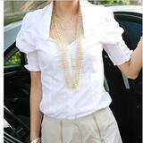 2012新款夏装韩版时尚衬衫女短袖白色衬衫短袖衬衫女衬衣女短袖