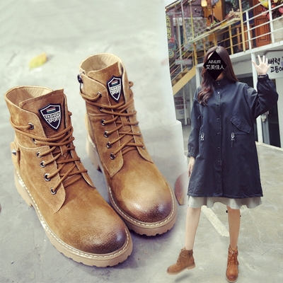 内增高鞋子女冬2017新款厚底马丁靴女英伦风