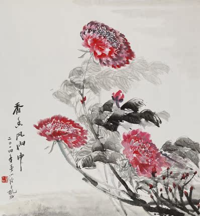 国画 徐少俊《香幽风雨中》