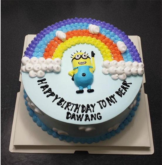 特价小黄人卡通彩虹蛋糕 西安临潼咸阳定制鲜