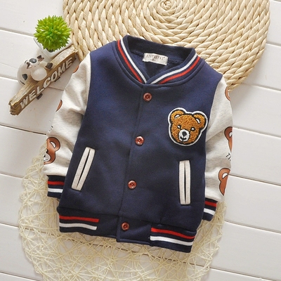 加绒加厚男童夹克衫0-1-2-3岁男宝宝秋装外套