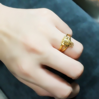 戒指 女 金蟾戒指 仿黄金戒指 开口戒指 食指戒指 新款礼物包邮