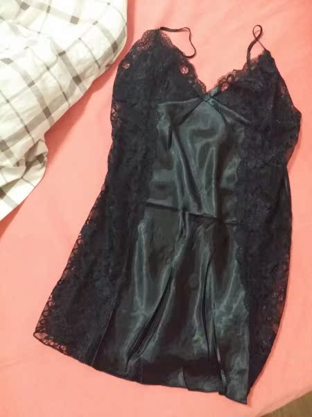 性感睡衣女 粉红丝绸睡裙女诱惑 冬 黑色镂空家居吊带裙 春季