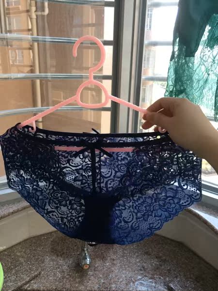 媚姬 性感内裤女诱惑 大码蕾丝内裤性感透明三角裤女中腰镂空真人