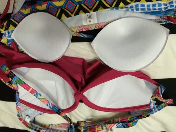 亦蔻正品分体三角玫红荧光比基尼女泳衣大小胸聚拢钢托泳装bikini