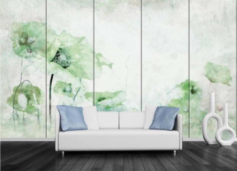 清新水墨荷花壁画艺术软硬包沙发,客厅,床头背景墙定制|ruв категории награду материалов, фон стены мягкая упаковка/кровати рукав/процесс мягкая упаковка, фон стены мягкая упаковка - от Buy2taobao.com для оказания профессиональной услуги покупки агента Taobao
