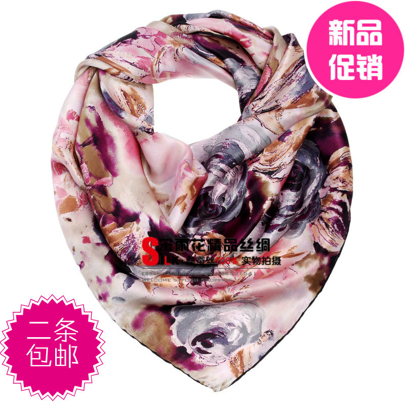 2012新款 真丝方巾百变丝巾魔术围巾女桑蚕丝秋冬批发 三彩魔花