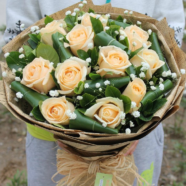 圣诞节香槟玫瑰礼物鲜花速递贺卡元旦同城送女