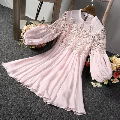 欧洲站2016新款高腰时尚裙子夏 气质修身粉色