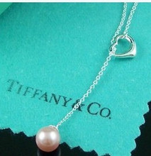 Comercio al por mayor * * genuina TIFFANY 925 plateado corazón perla collar de modelos femeninos, la Sra.