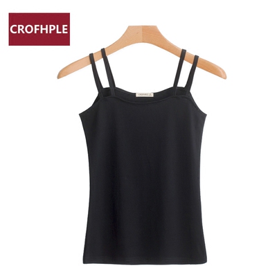 蓉兴黑色吊带小背心女夏秋季打底衫短款内搭外