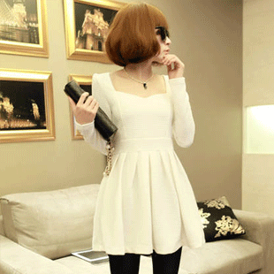 欧美风长袖连衣裙...