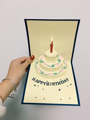 怪阿姨韩国可爱创意生日礼物少女心生日蛋糕贺卡3d立体卡片