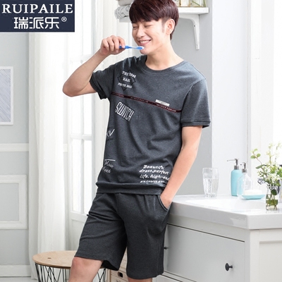 男士睡衣夏季纯棉短袖休闲男人运动家居服睡衣
