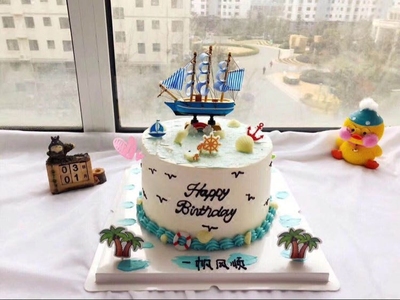 一帆风顺小帆船 生日蛋糕装饰摆件 小船蛋糕装饰工艺品摆设配件