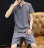2019新款夏季短袖t恤套装男士休闲亚麻衣服韩版潮流帅气男装夏装 2019新款夏季短袖t恤套装男士休闲亚麻衣服韩版潮流帅气男装夏装