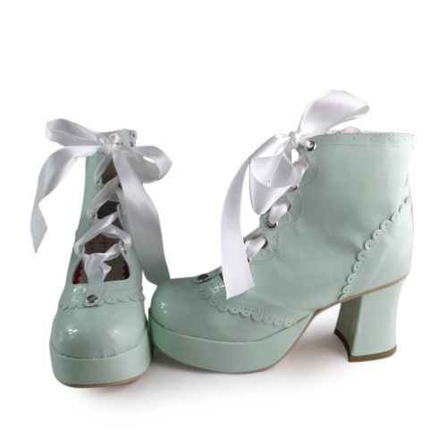 an * tai * na *   LOLITA   COS Retro elegant style silk ribbon Hollow out Single shoes 9973 Square heel waterproof