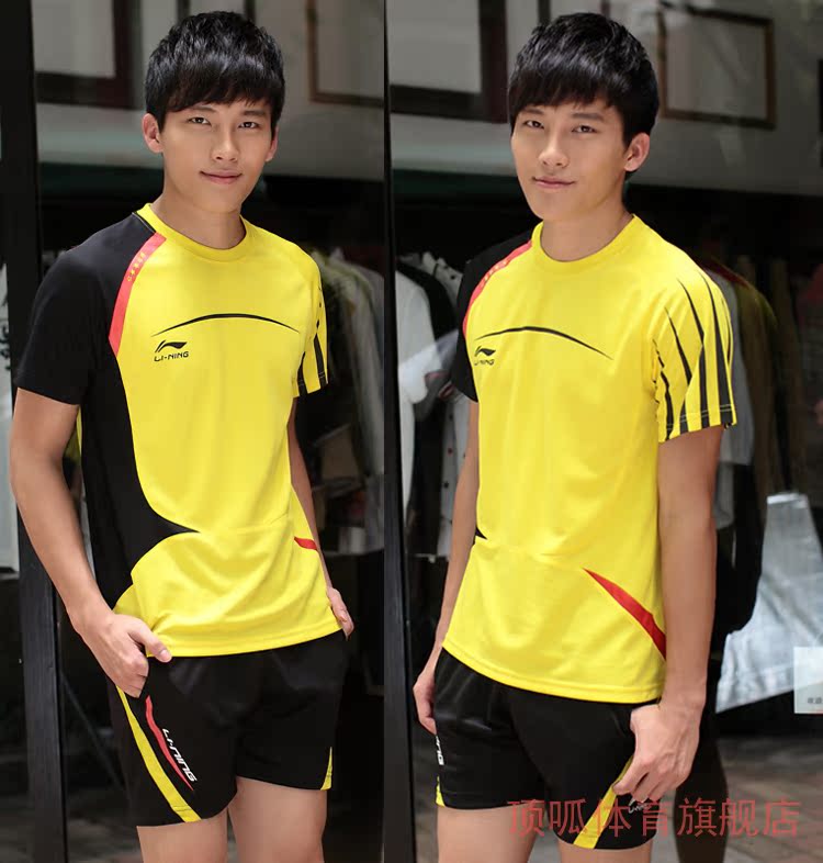 新款李宁羽毛球服女套装男短袖圆领t恤运动服