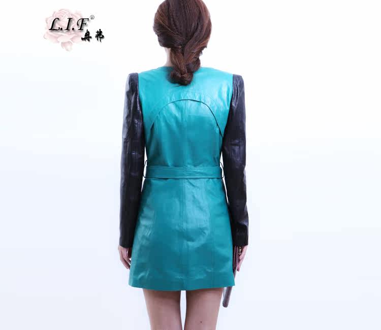 【2014 海宁真皮皮衣 欧美长款<em>皮风衣</em> <em>女士</em>皮衣