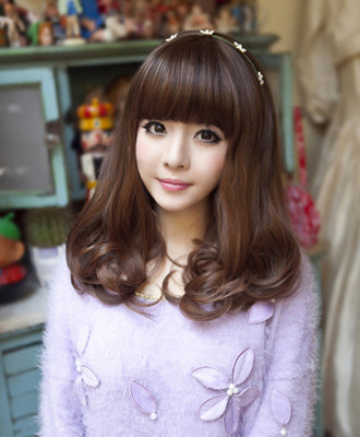秀假发短发梨花假发长卷发梨花头<em>中长发型女</em>蓬