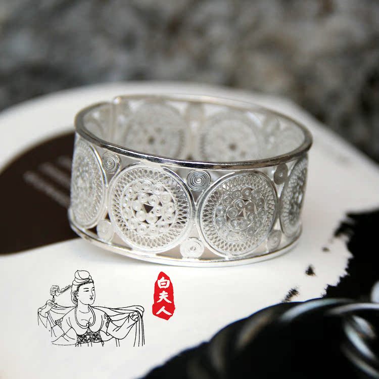 批发采购手饰-白夫人 首饰 足银 99纯银手镯 纯